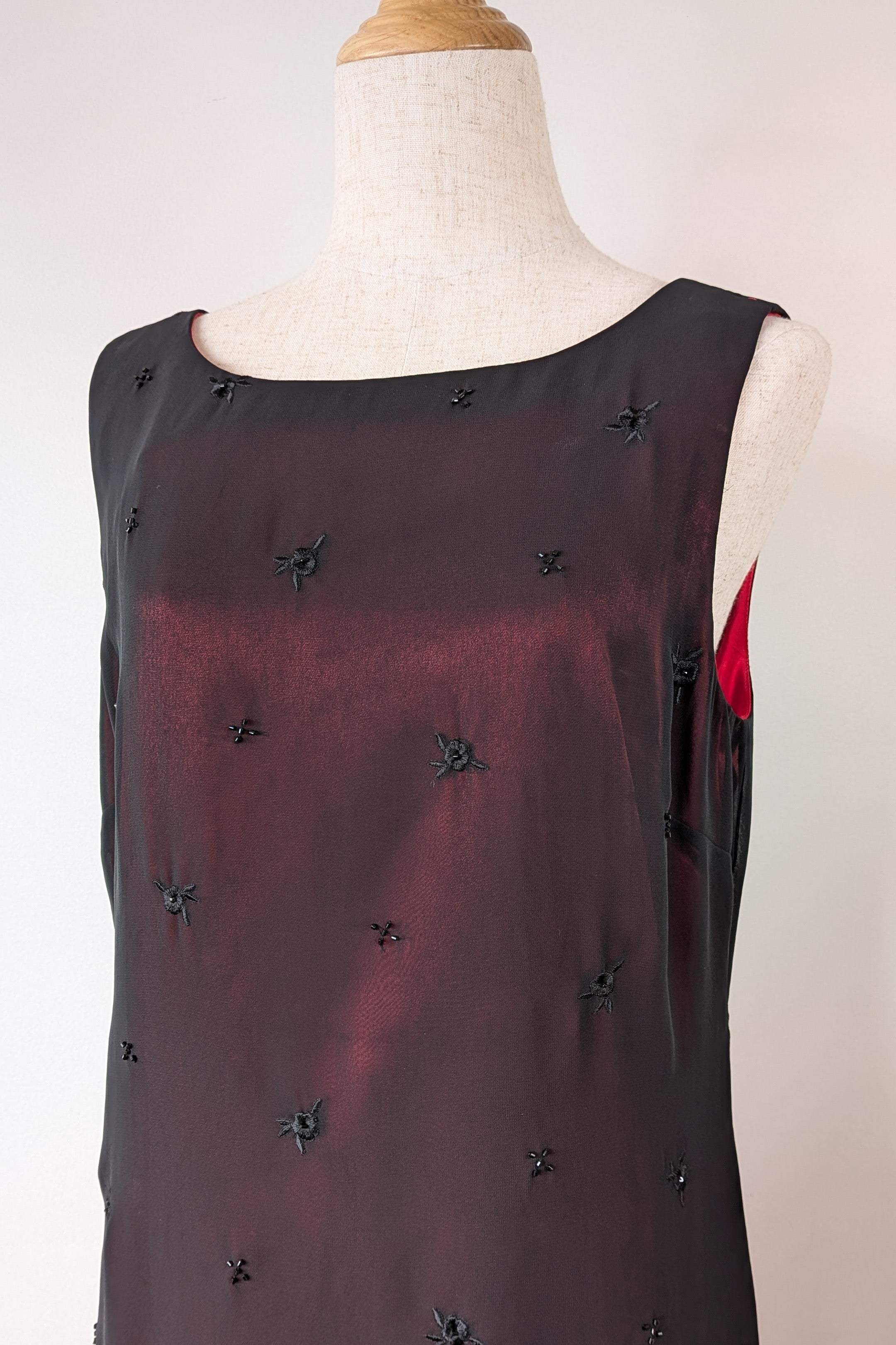 Vintage Y2K Suzanne Grae Red & Black Overlay Dress Size 12