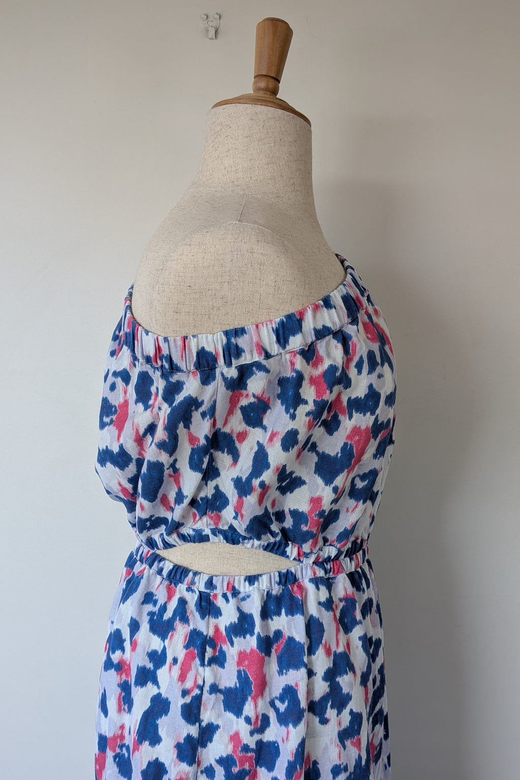 Witchery Linen One Shoulder Watercolour Print Midi Dress with Cut Out Size 16