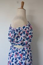 Witchery Linen One Shoulder Watercolour Print Midi Dress with Cut Out Size 16
