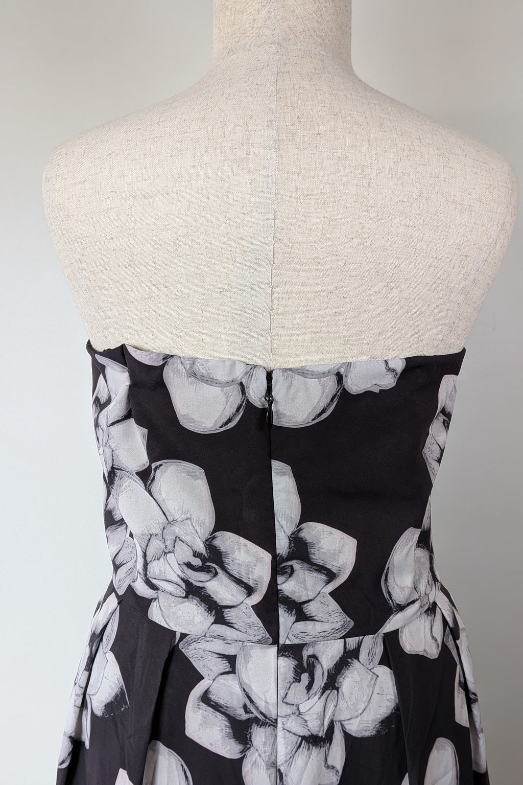 City Chic Strapless Fit and Flare Black Rose Midi Dress Size L