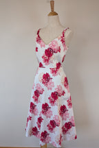 Portmans White & Pink Floral Fit and Flare Dress Size 10