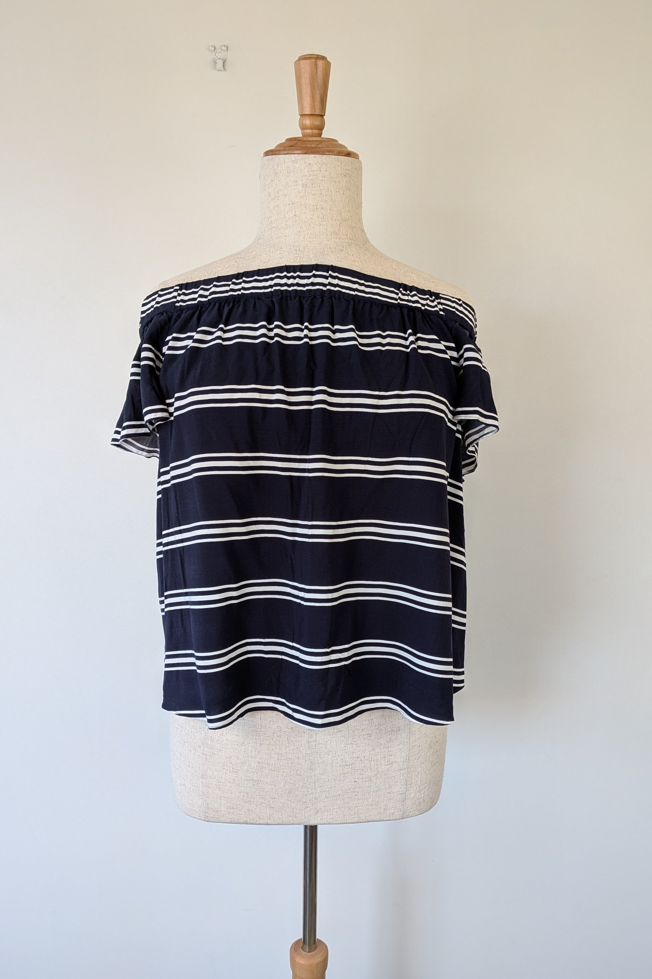 Portmans Off The Shoulder Navy & White Stripe Top Size 14 Brand New With Tags RRP $59.95