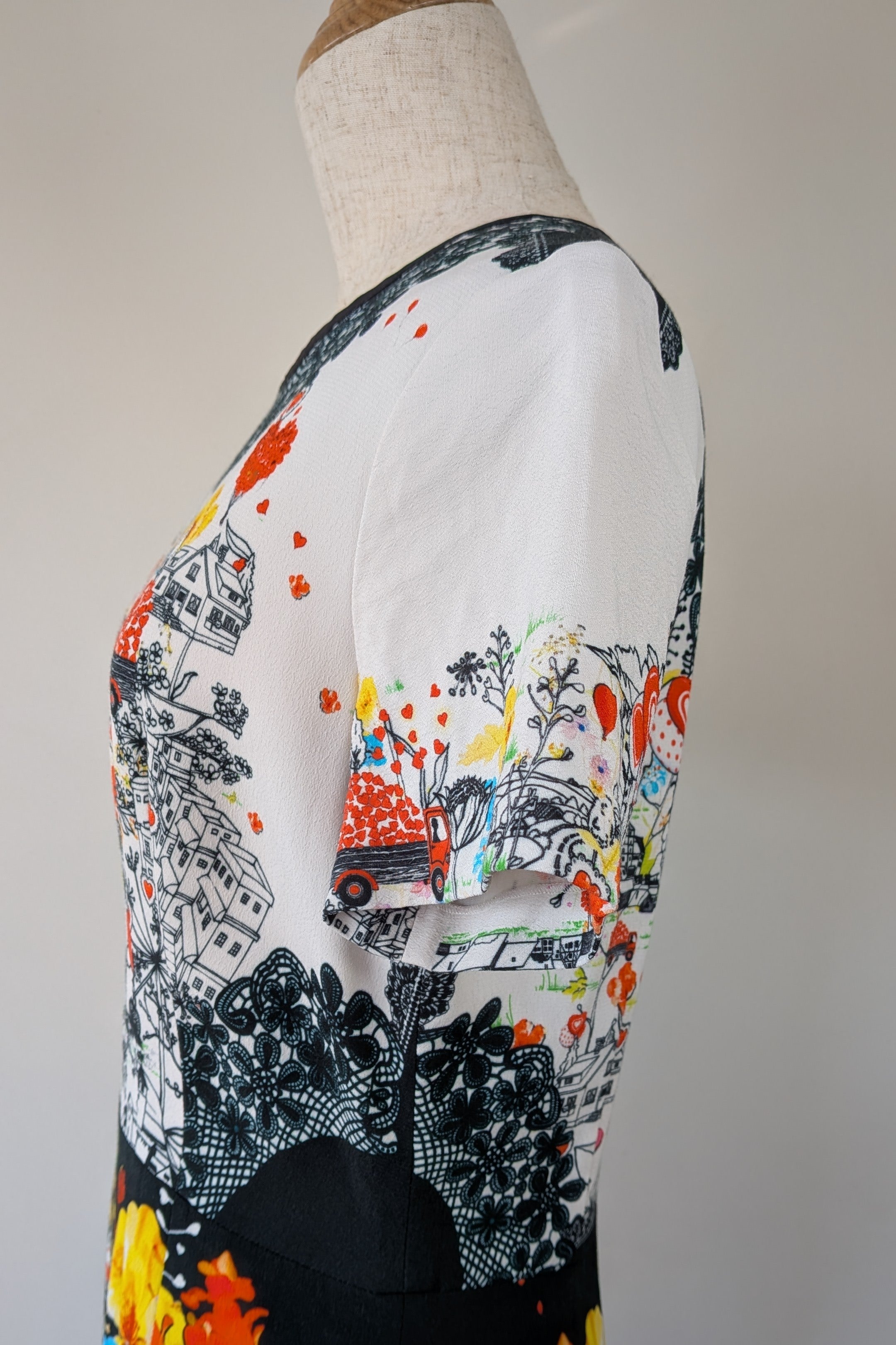 Piccione.Piccione Italian Designer Printed A-Line Dress Size 10/12