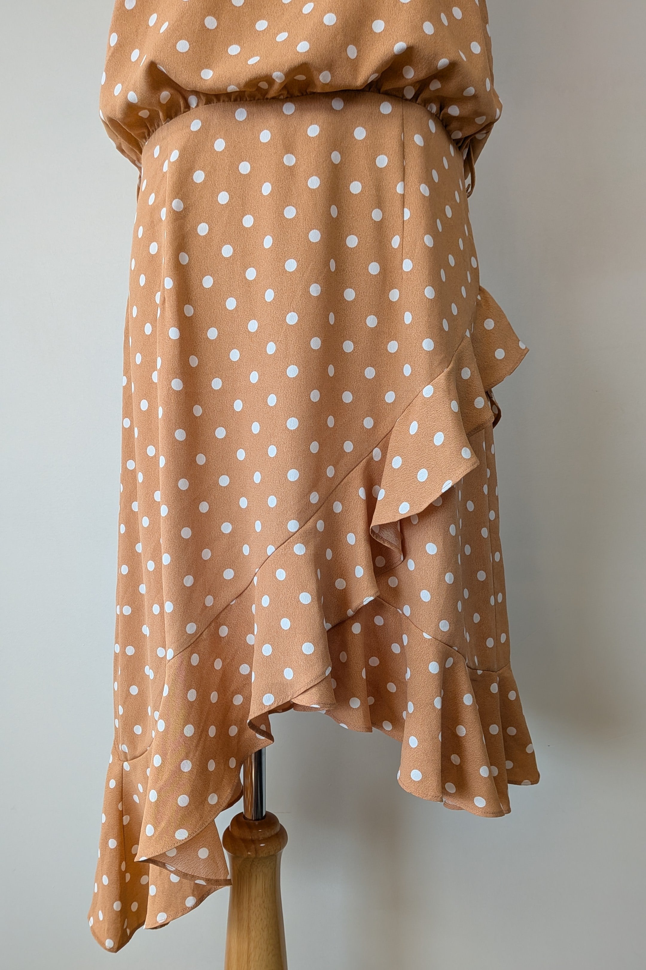 Billy J Tan Polka Dot Asymmetrical Dress Size 12 Brand New With Tags RRP $69.95