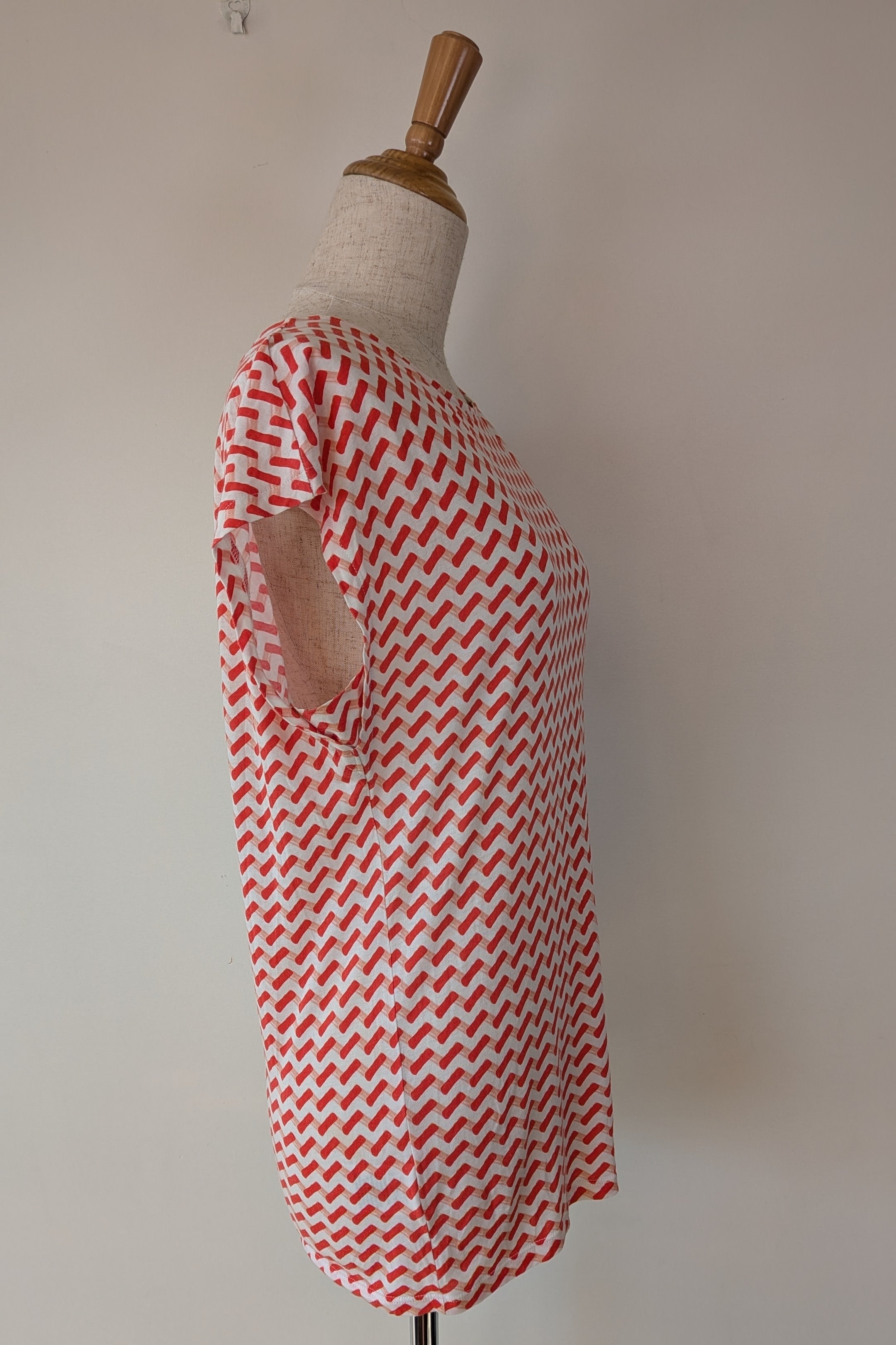 Country Road Geometric Red White Print Top Size S
