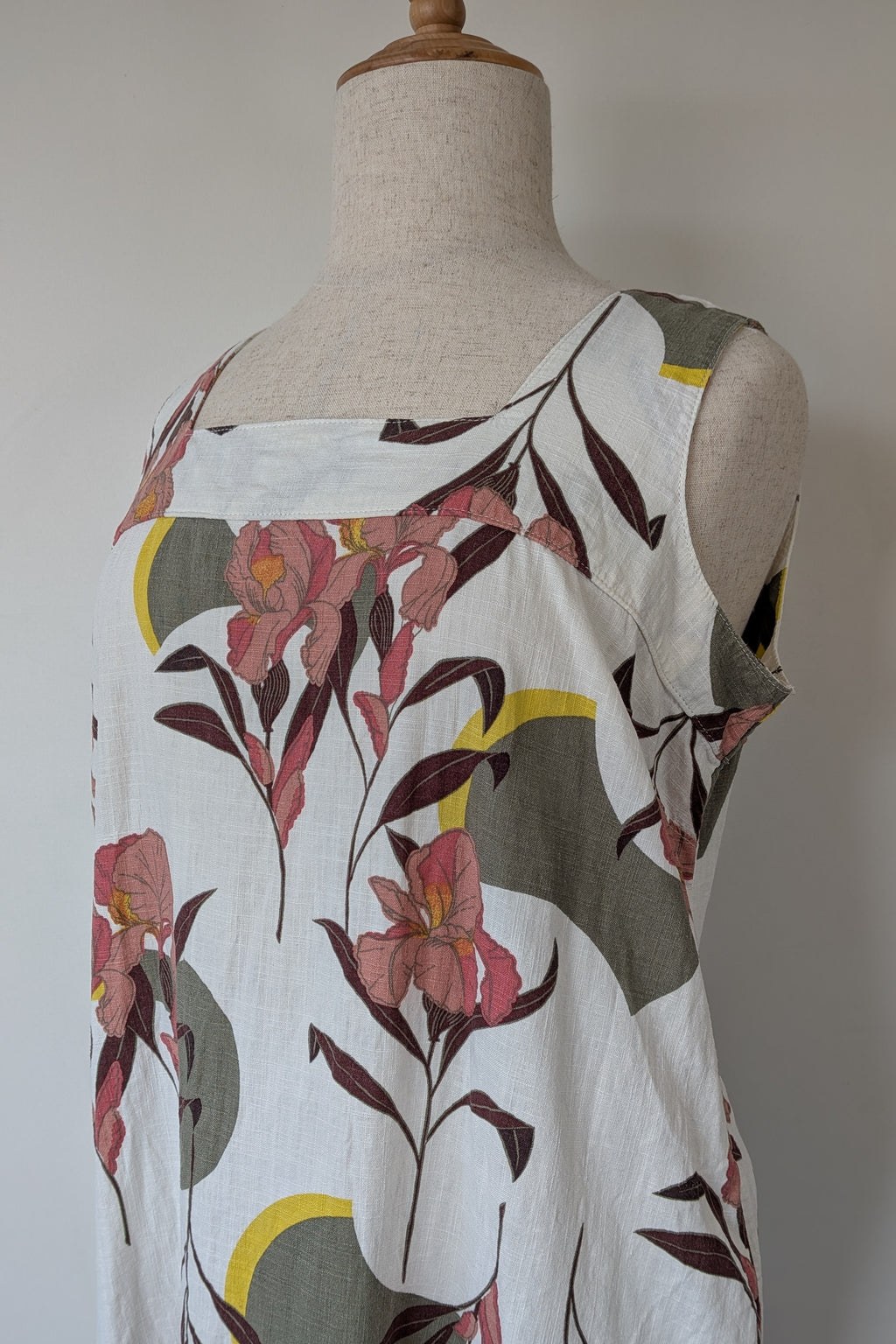 Next Linen Blend Floral Shift Dress Size 20