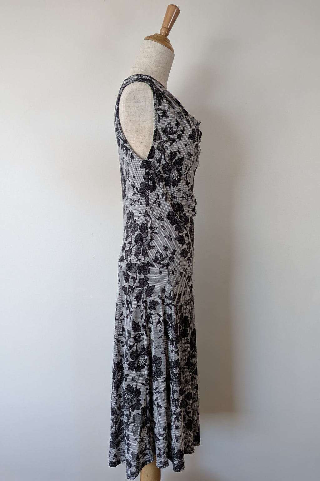 Vintage Y2K Tea Berry Floral Lace Cowl Neck Dress Size 8/10