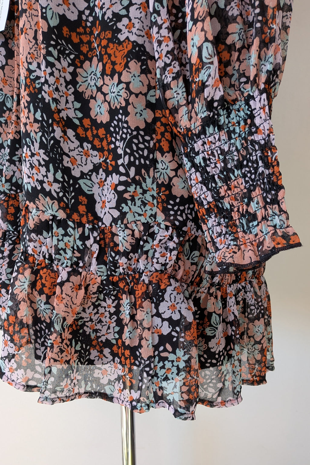 Topshop Floral Print Ruched Mini Dress Sz 14 RRP $80