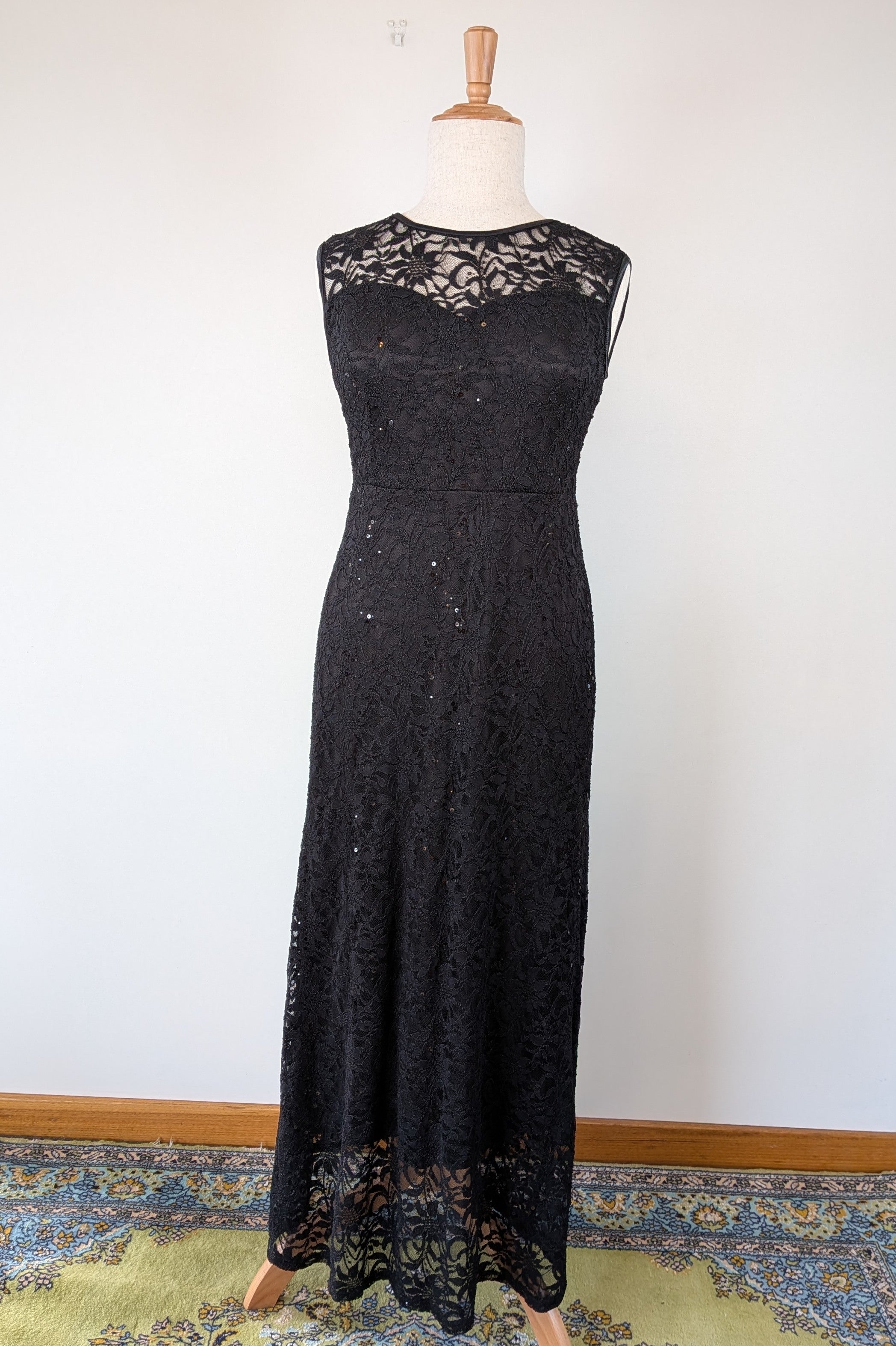 Caroline Morgan Black Lace Sleeveless Formal Dress Size 14 Brand New With Tags RRP $150