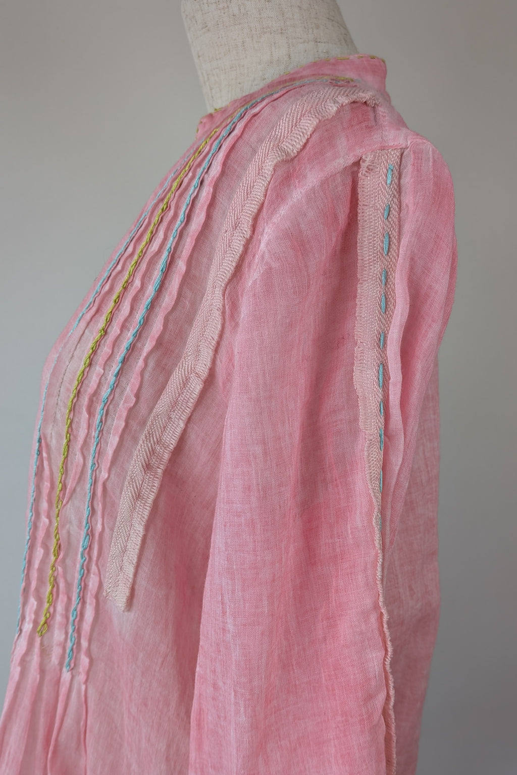 Nemuki Pink Embroidered 100% Cotton Gauze Kurta Tunic Size M