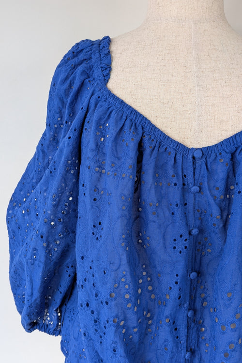 City Chic Cobalt Broderie Top Size L Brand New With Tags RRP $89.95
