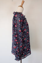 Liz Jordan Designer Collection Frill Trim Lurex Printed Top in Midnight Size 8 BNWT RRP $139.99