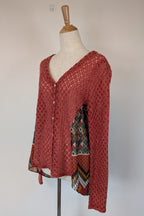Ellis & Dewey White Label Red Wool Blend Panel Cardigan Size S