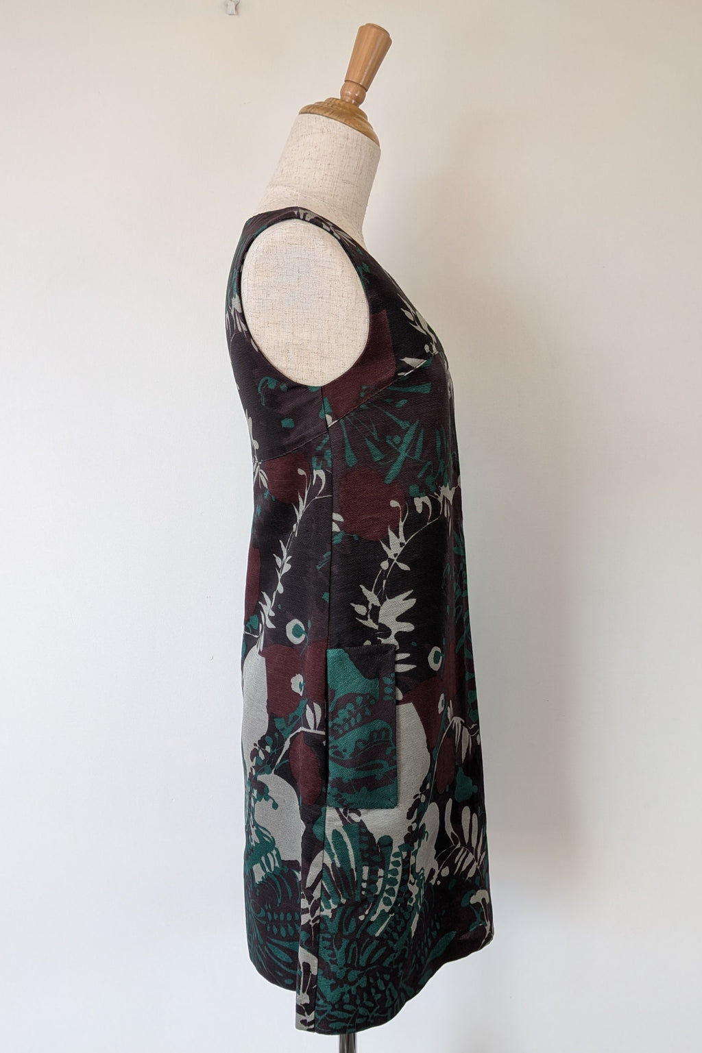 Vintage Cue Botanical Print Shift Dress Size 6