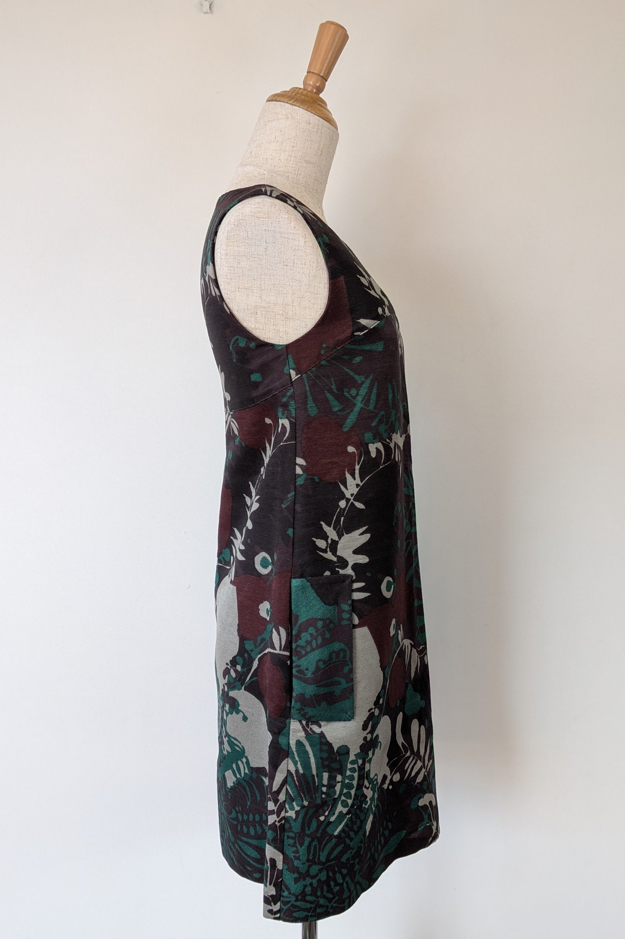 Vintage Cue Botanical Print Shift Dress Size 6