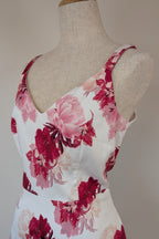 Portmans White & Pink Floral Fit and Flare Dress Size 10
