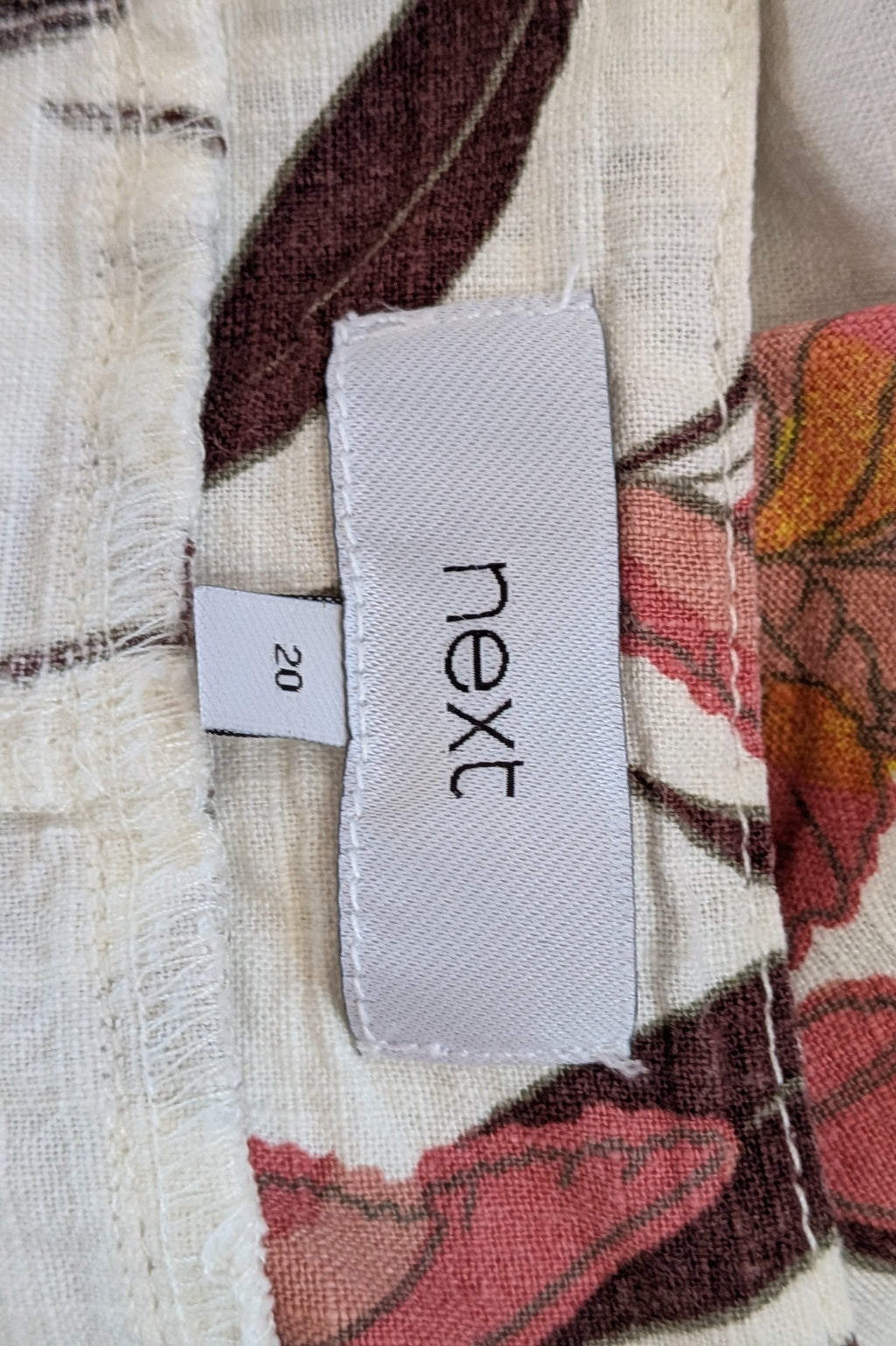 Next Linen Blend Floral Shift Dress Size 20