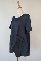 158C Blue Denim Cotton Blend Top in One Size
