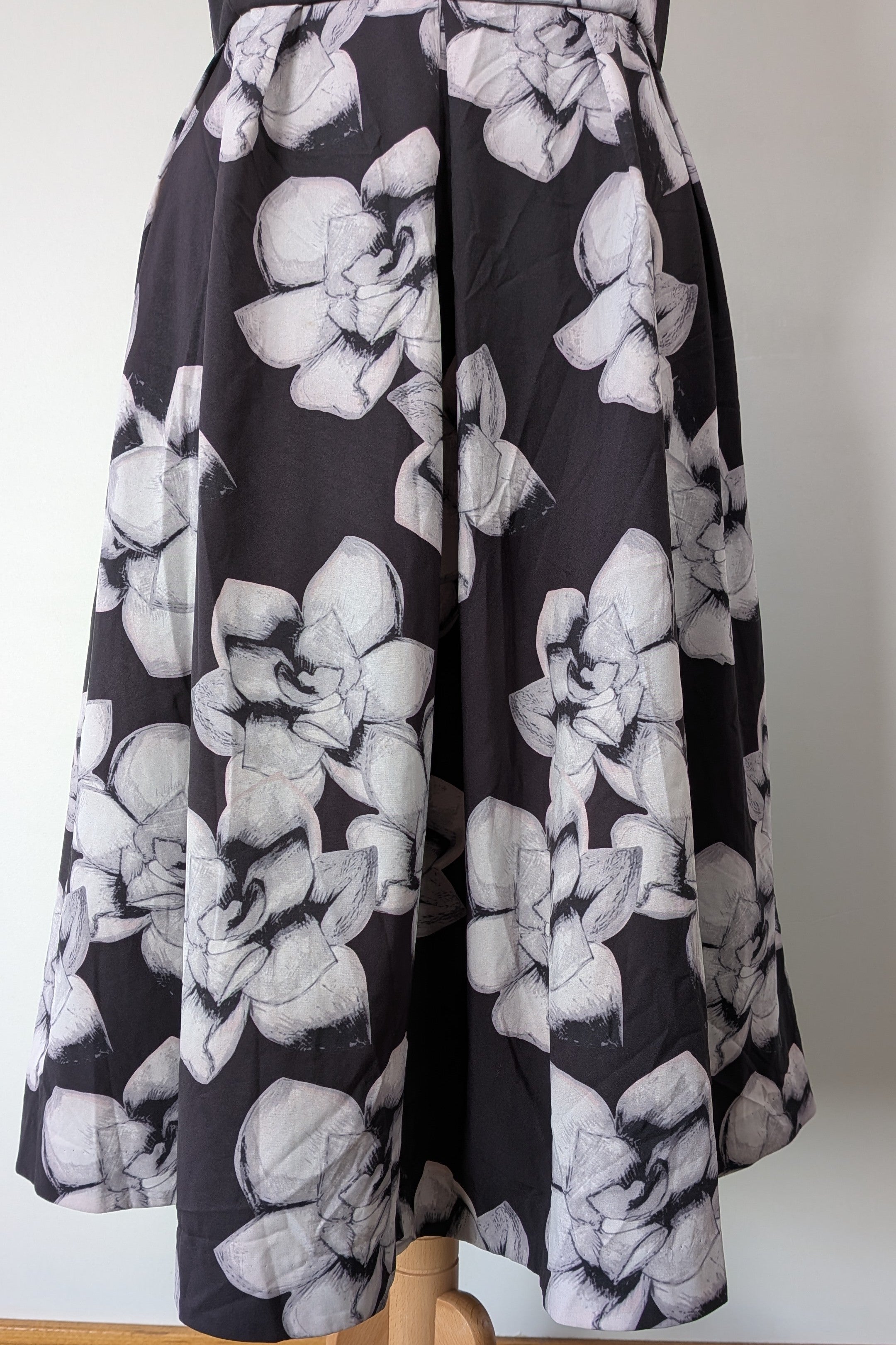 City Chic Strapless Fit and Flare Black Rose Midi Dress Size L