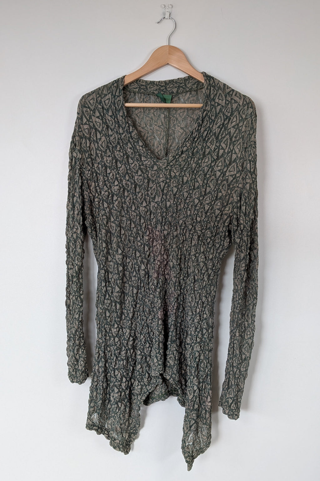 Vintage Y2K Envy Me Green Bouclé Weave Tunic One Size