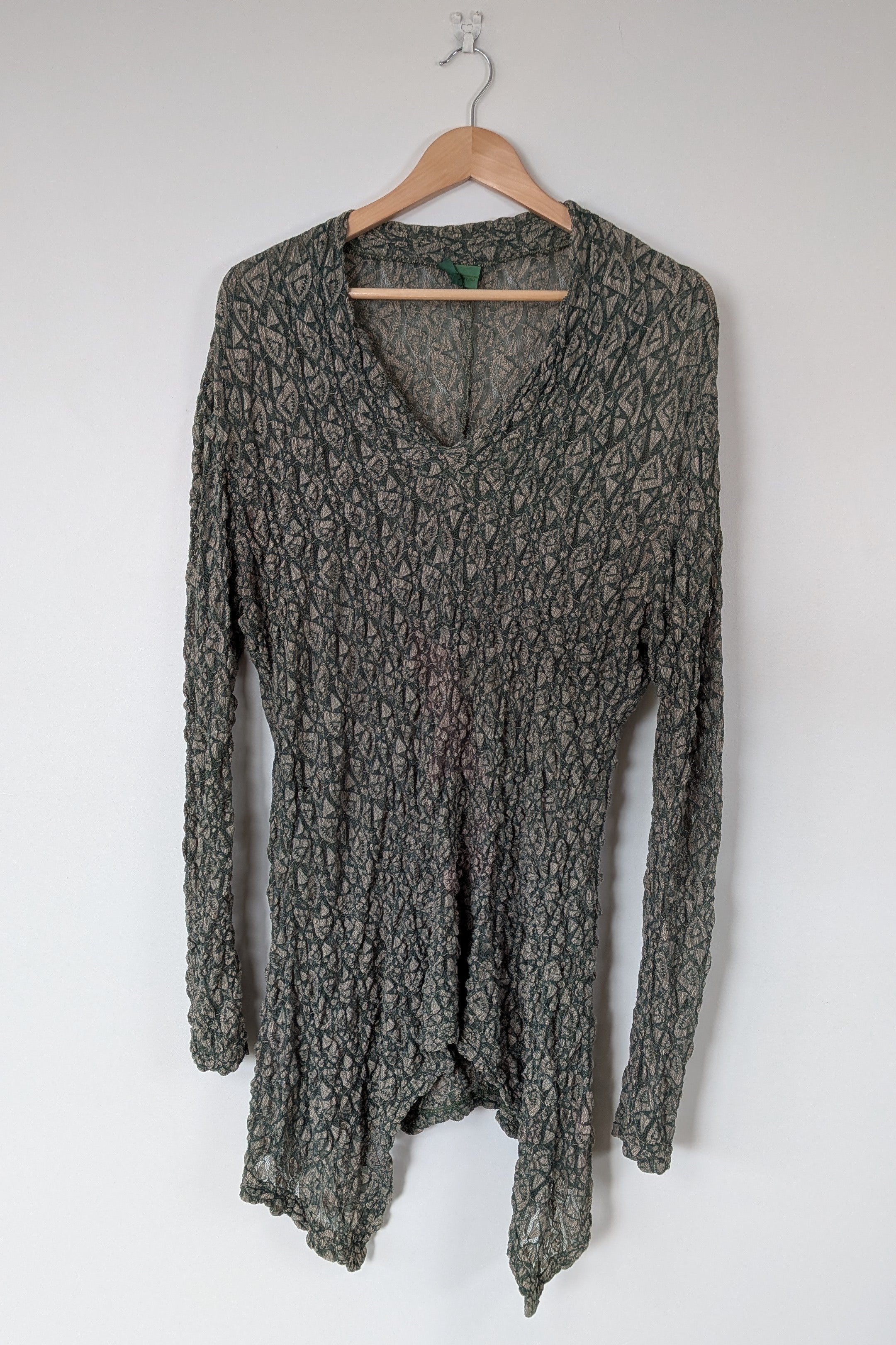 Vintage Y2K Envy Me Green Bouclé Weave Tunic One Size