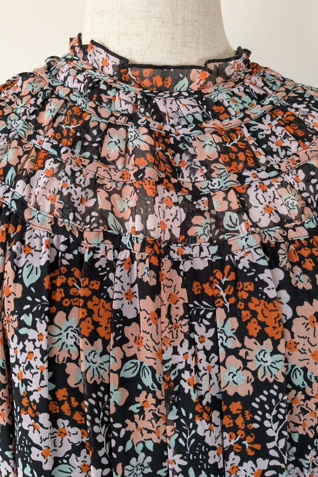 Topshop Floral Print Ruched Mini Dress Sz 14 RRP $80