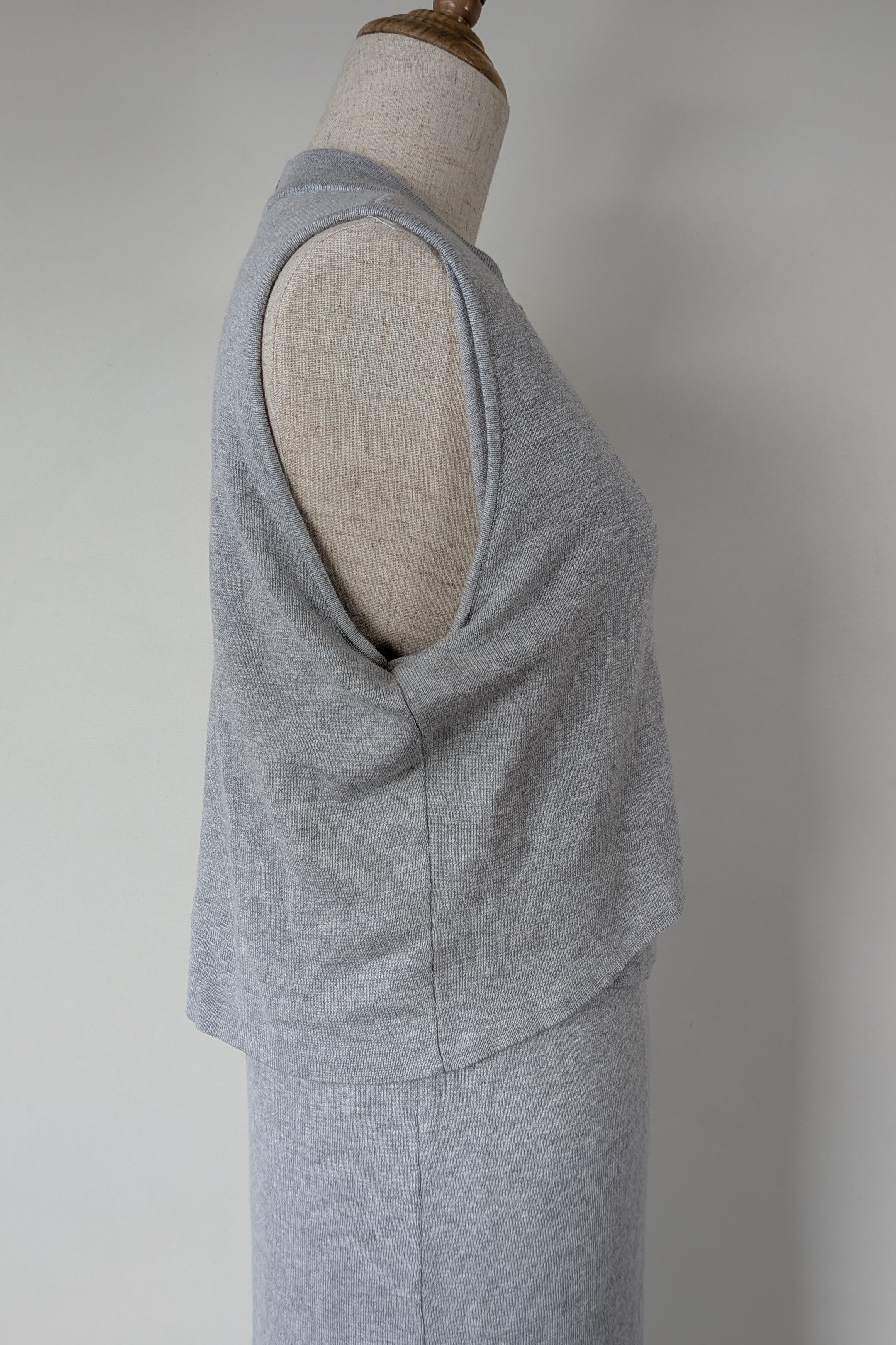 Ripe Maternity Silver Marle Layered Knit Nursing Dress Size M