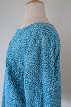 RB Sellars Teal Leopard Print Linen Blend Shirt Size 16