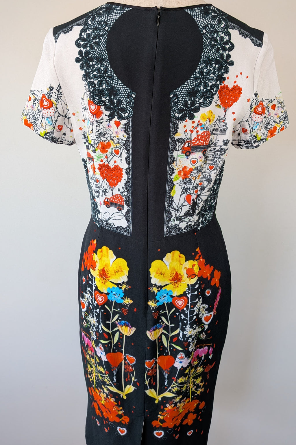 Piccione.Piccione Italian Designer Printed A-Line Dress Size 10/12