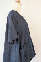 158C Blue Denim Cotton Blend Top in One Size