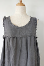 Montaigne Grey Pur Frayed Singlet Top in Linen Size S
