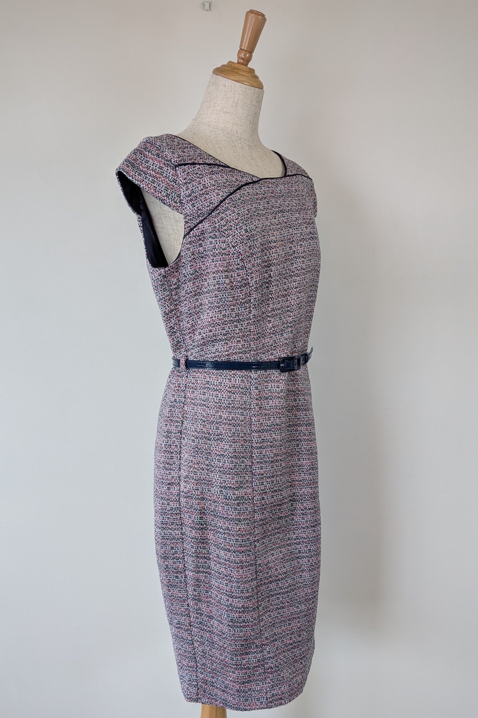 Review Tweed Pencil Dress with Belt Size 12