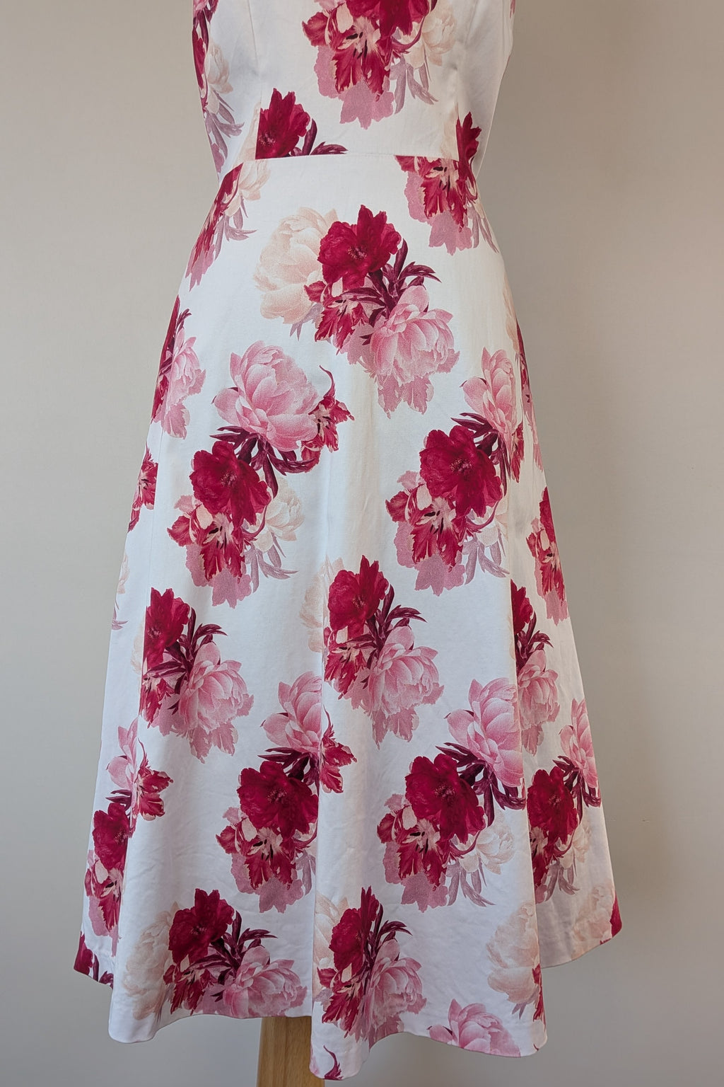 Portmans White & Pink Floral Fit and Flare Dress Size 10