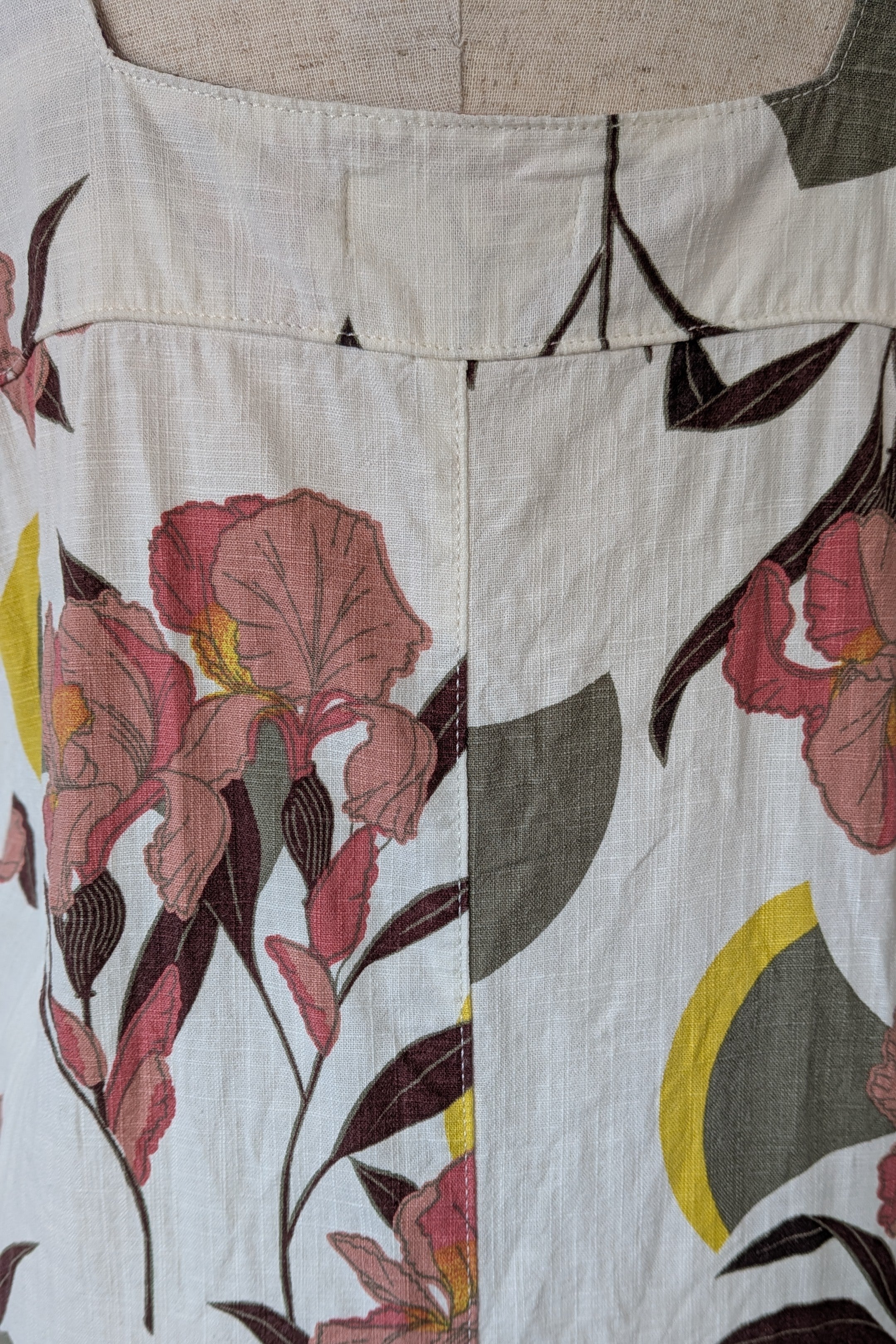 Next Linen Blend Floral Shift Dress Size 20