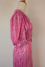 Vintage 80s Debra Fashions Melbourne Pink & White Abstract Pattern Shirtwaister Dress Size 10/12