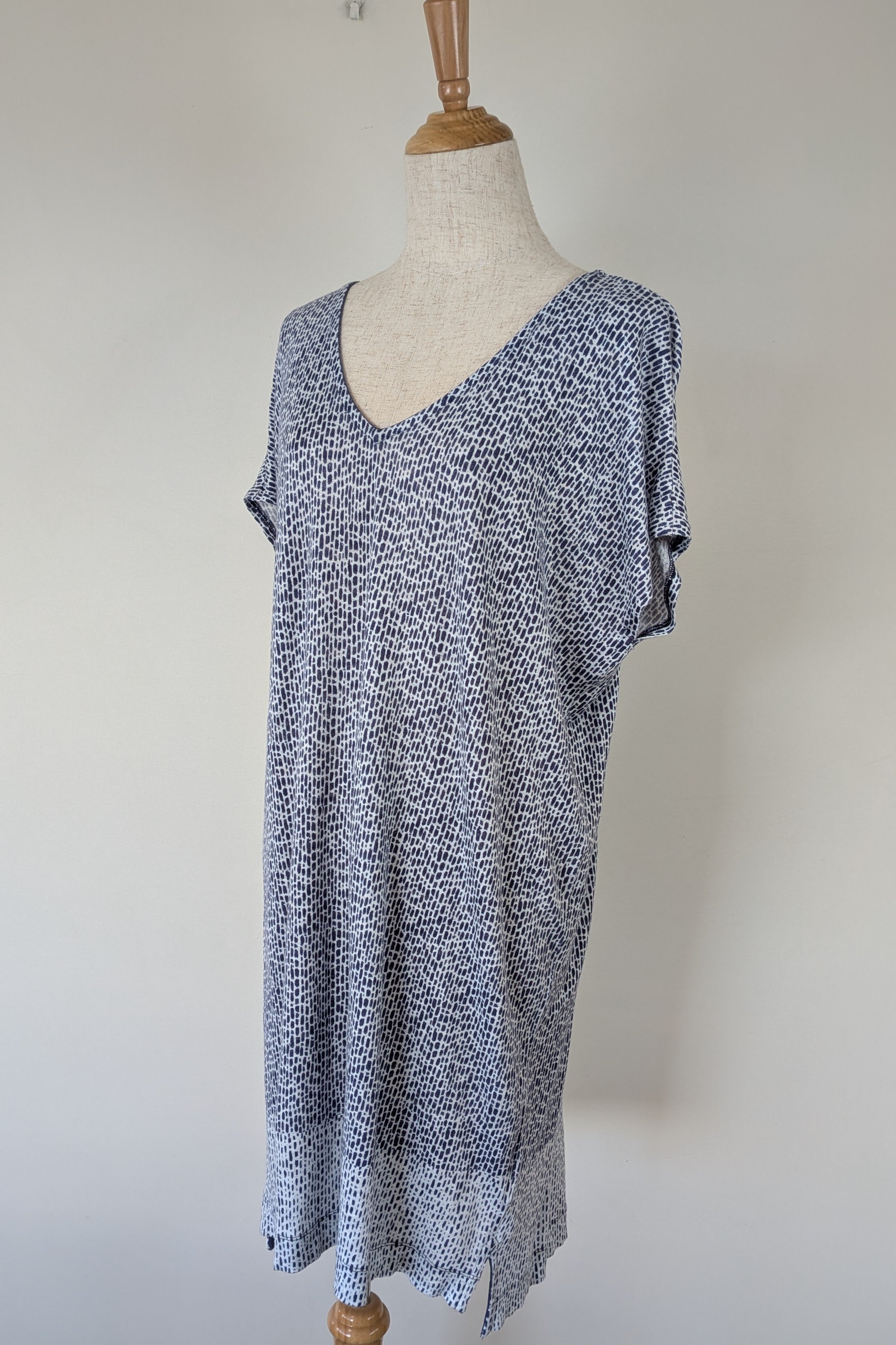Sportscraft 100% Linen Blue & White Speckled Dress Size 8