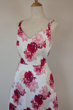 Portmans White & Pink Floral Fit and Flare Dress Size 10
