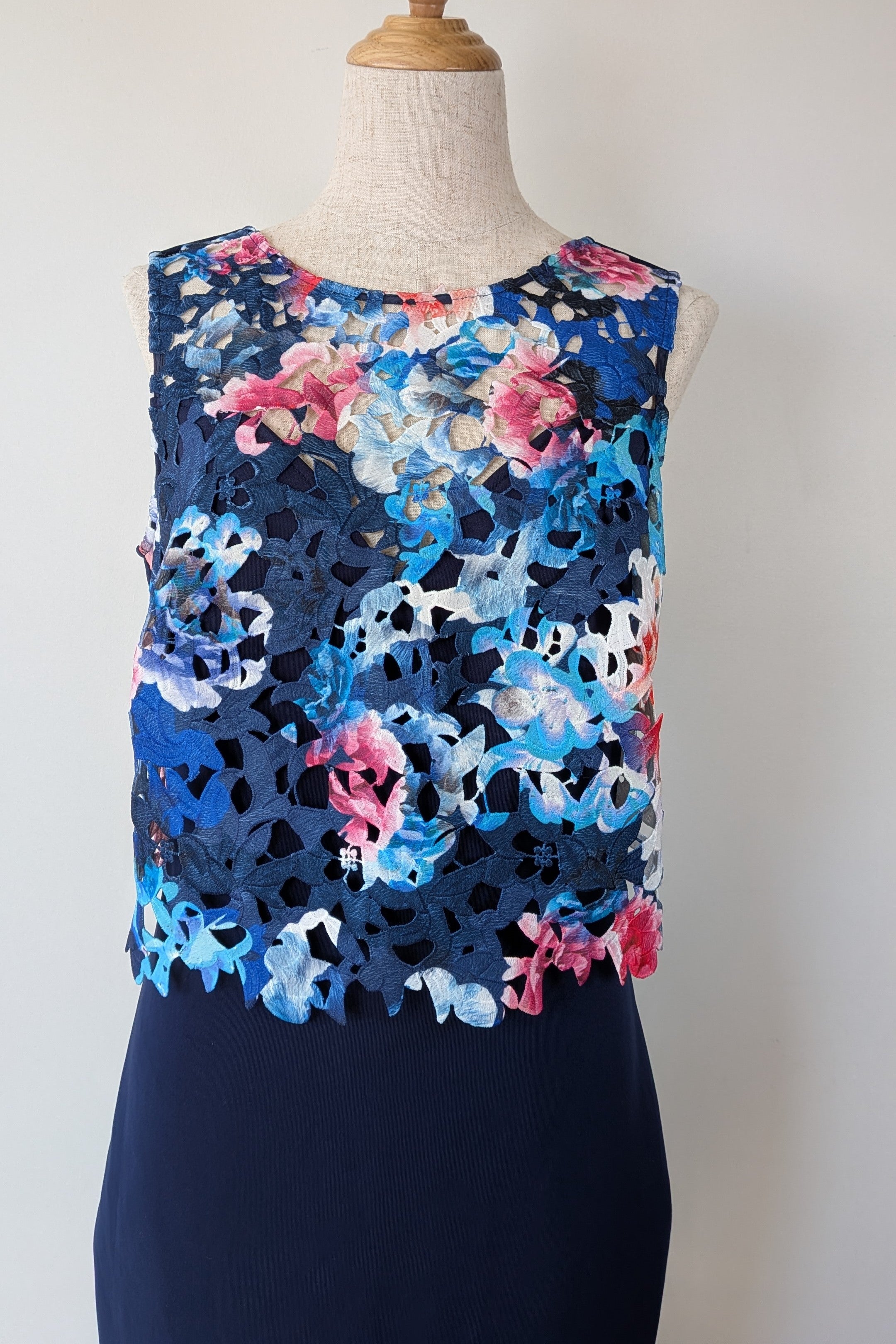Lipsy of London Floral Overlay Navy Blue Dress Size 12 Brand New With Tags RRP $139.95