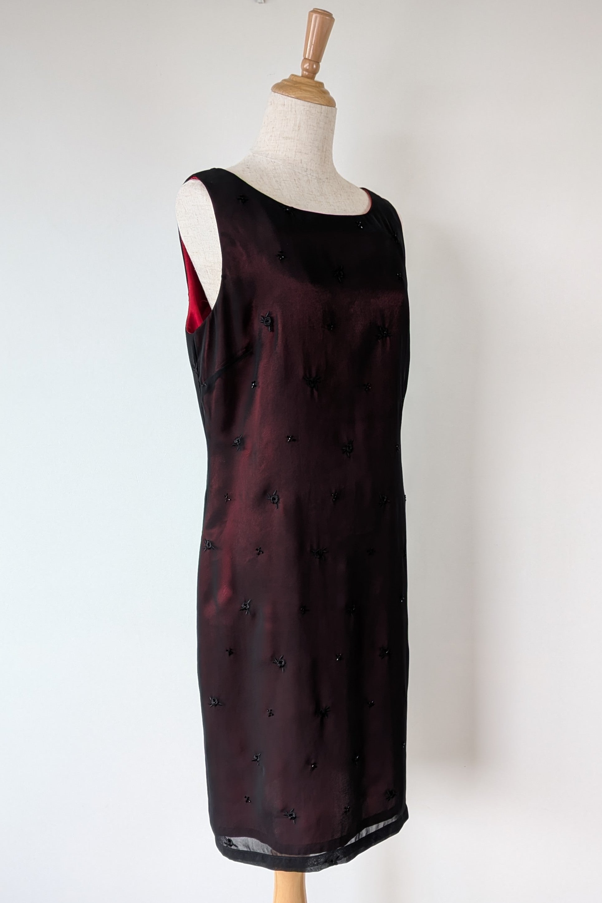 Vintage Y2K Suzanne Grae Red & Black Overlay Dress Size 12