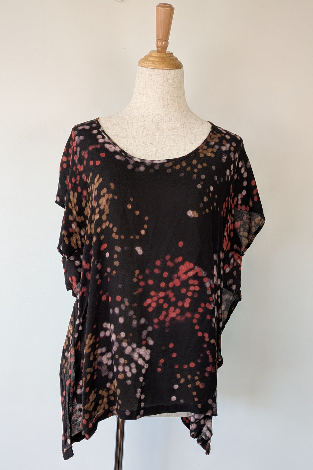 Vintage Y2K Kingan Jones 100% Silk Abstract Dot Top Size 12