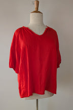 Soul Sparrow Red 100% Linen Top Size XL