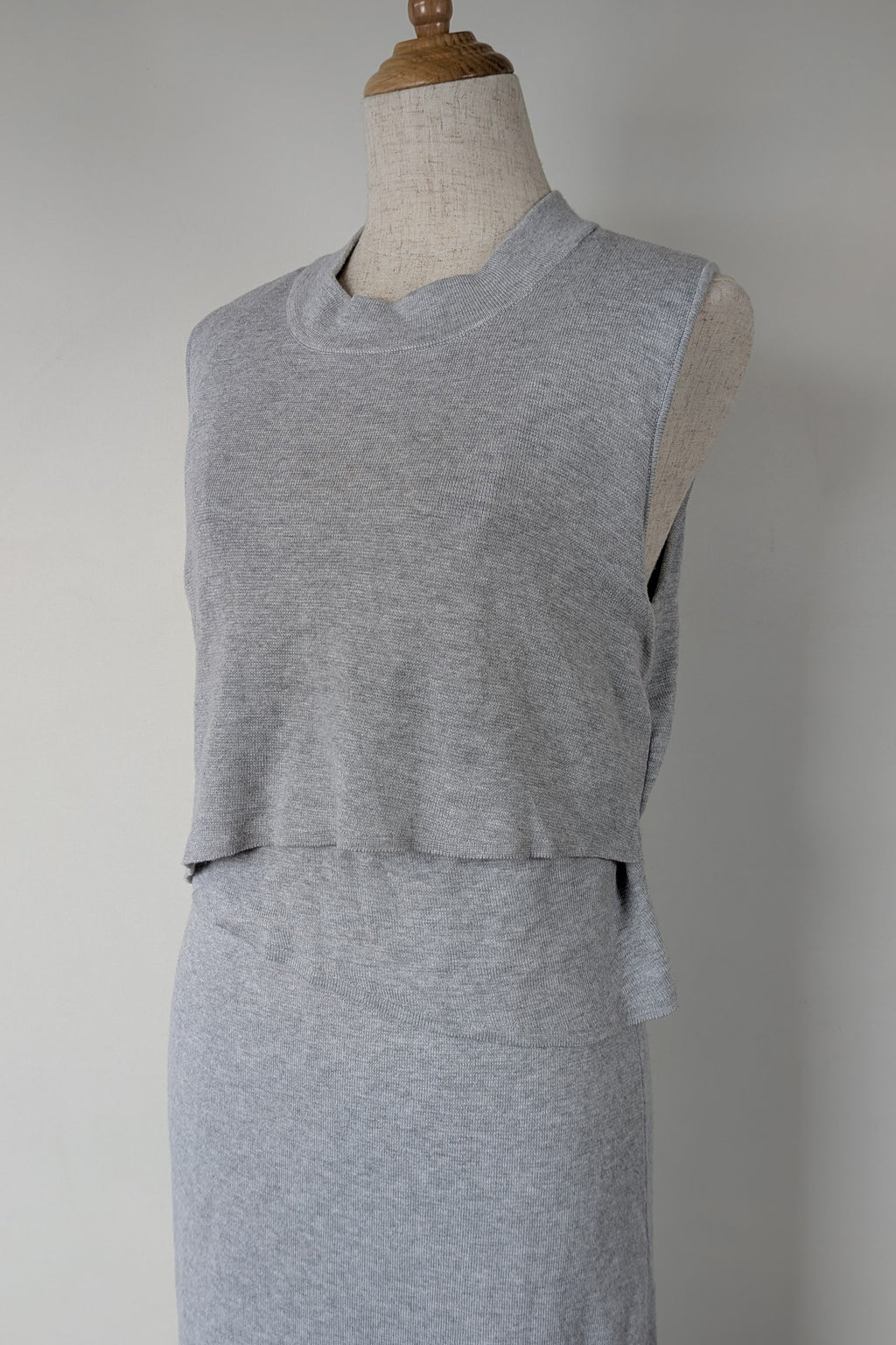 Ripe Maternity Silver Marle Layered Knit Nursing Dress Size M