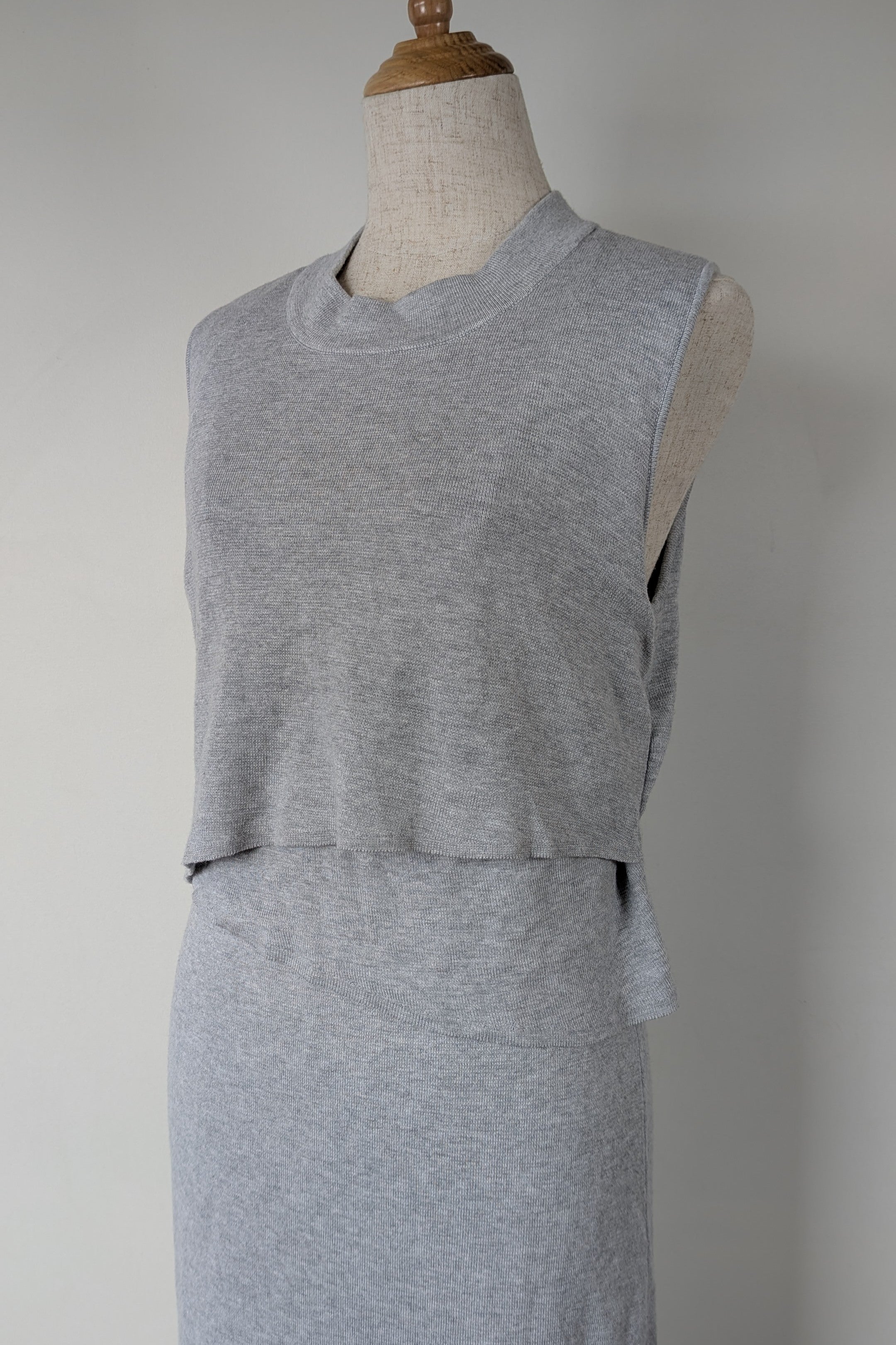 Ripe Maternity Silver Marle Layered Knit Nursing Dress Size M