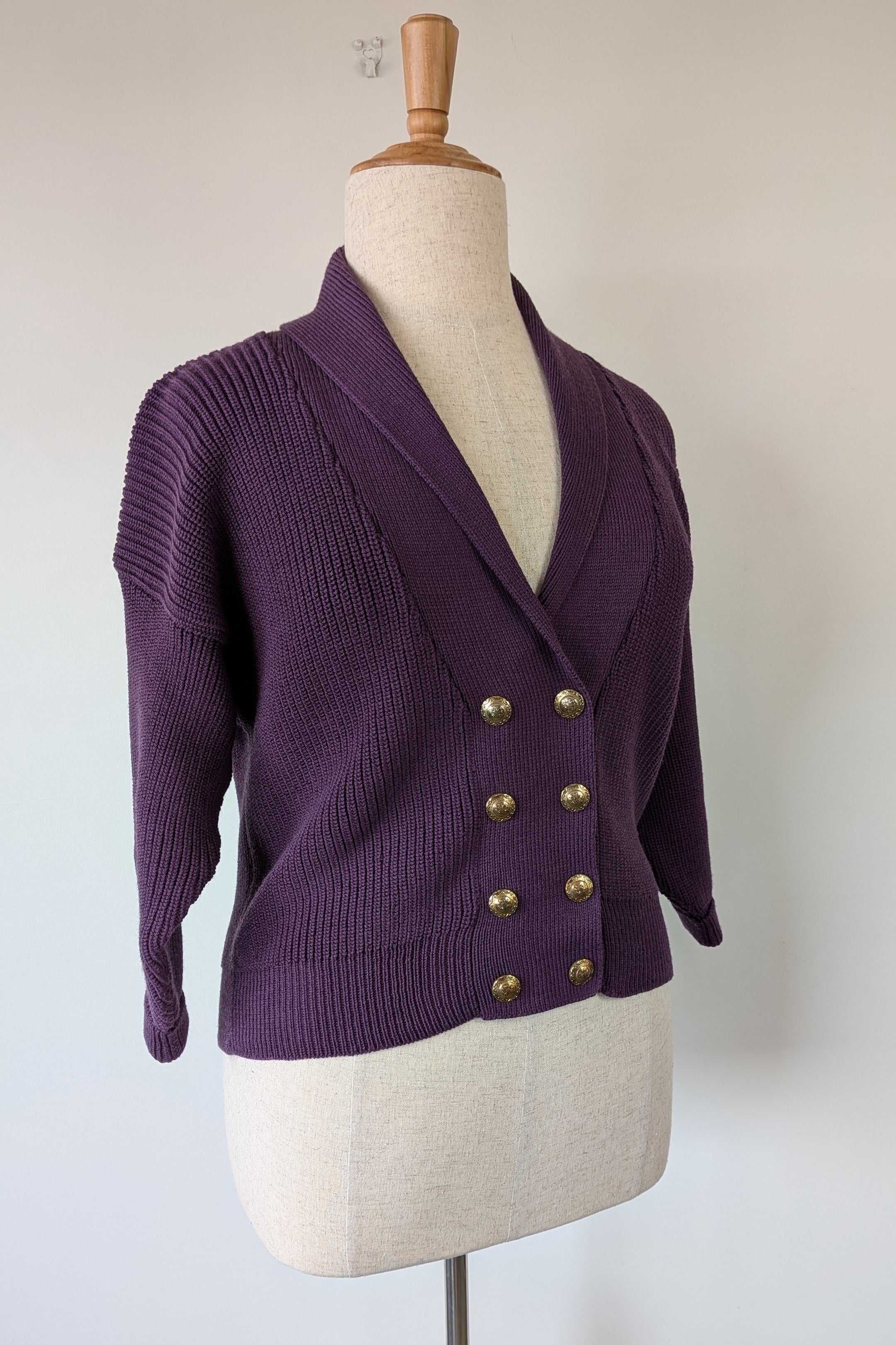 Vintage 80s Casaveen Pure New Wool Purple Cardigan (Made in Tasmania) Size 14