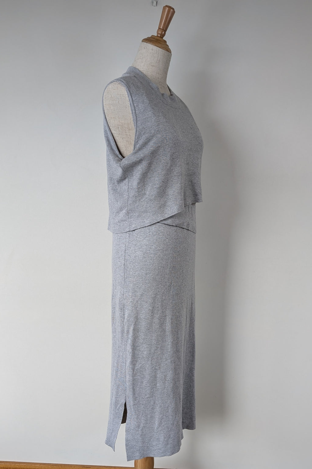 Ripe Maternity Silver Marle Layered Knit Nursing Dress Size M