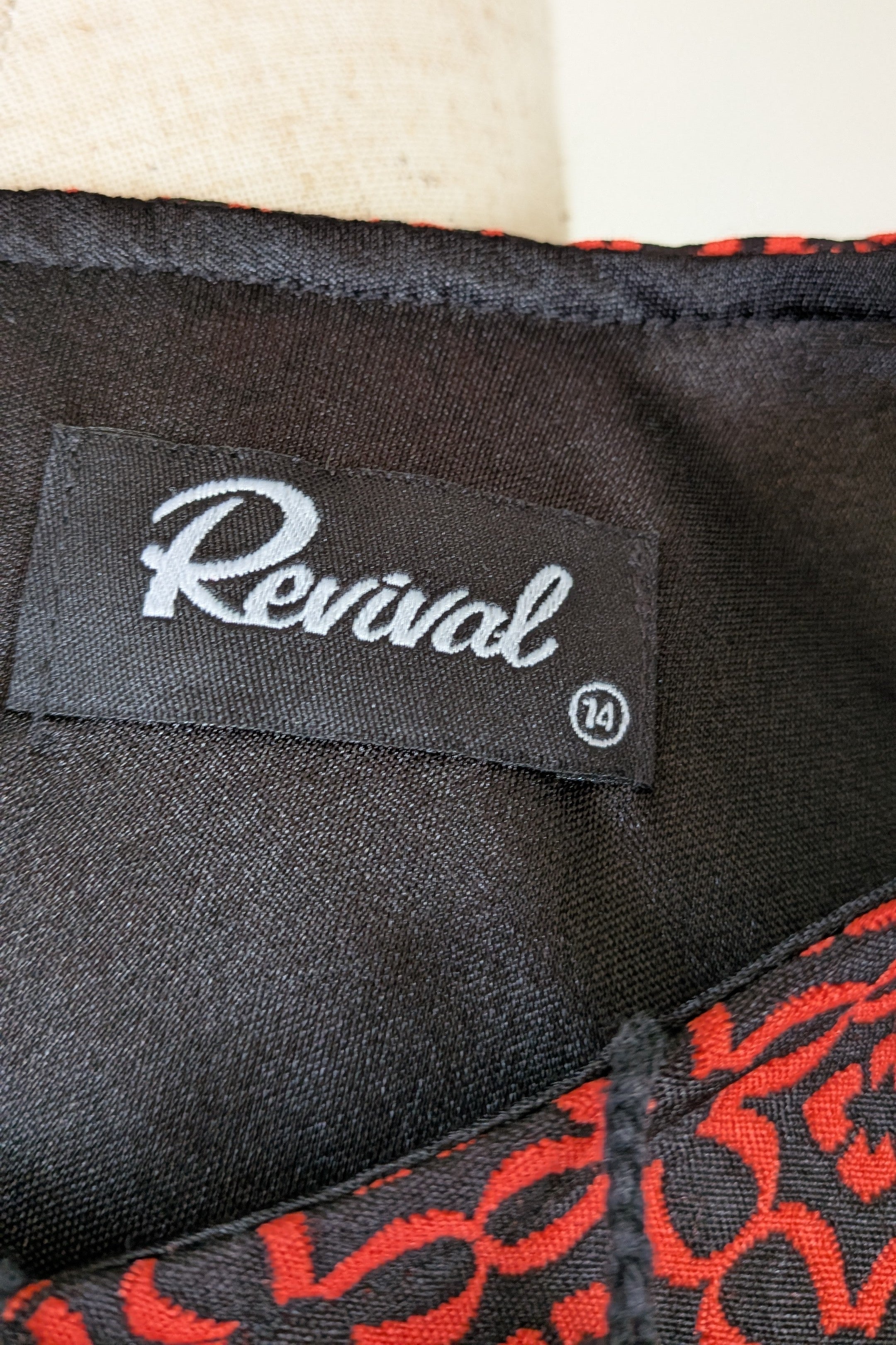 Revival Retro Red & Black Pom Pom Top Size 14