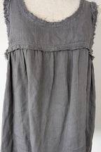 Montaigne Grey Pur Frayed Singlet Top in Linen Size S