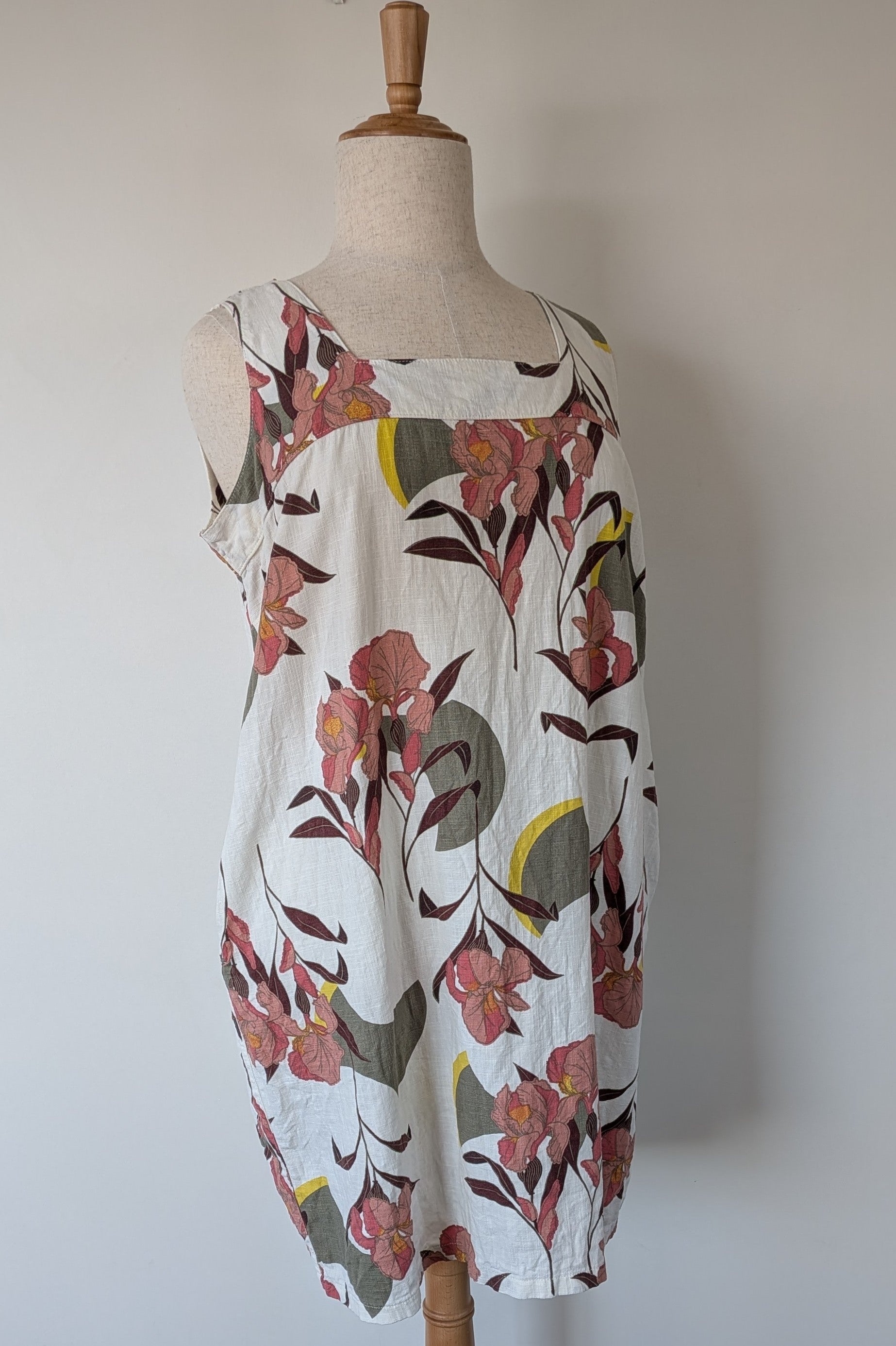 Next Linen Blend Floral Shift Dress Size 20