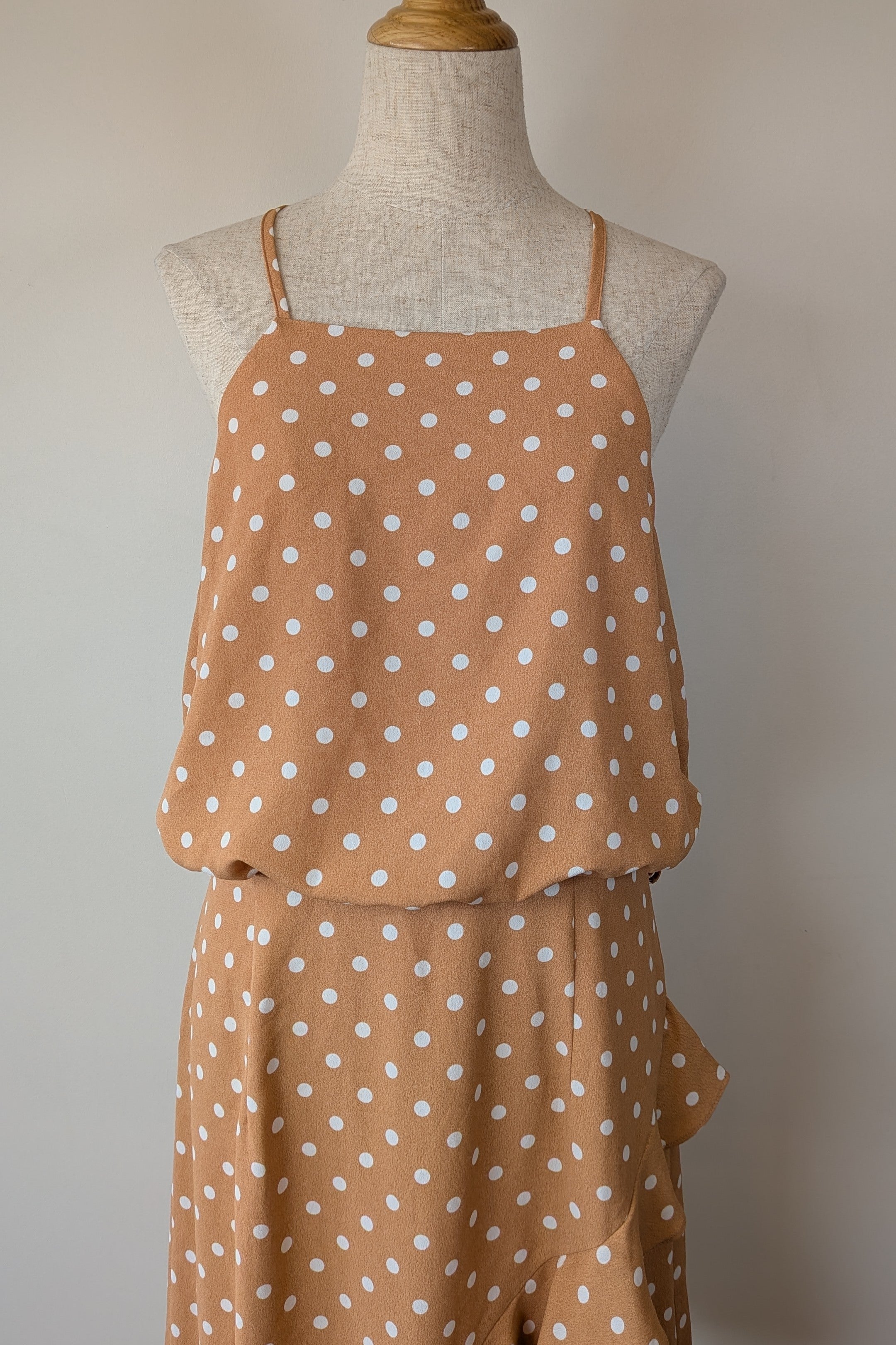 Billy J Tan Polka Dot Asymmetrical Dress Size 12 Brand New With Tags RRP $69.95