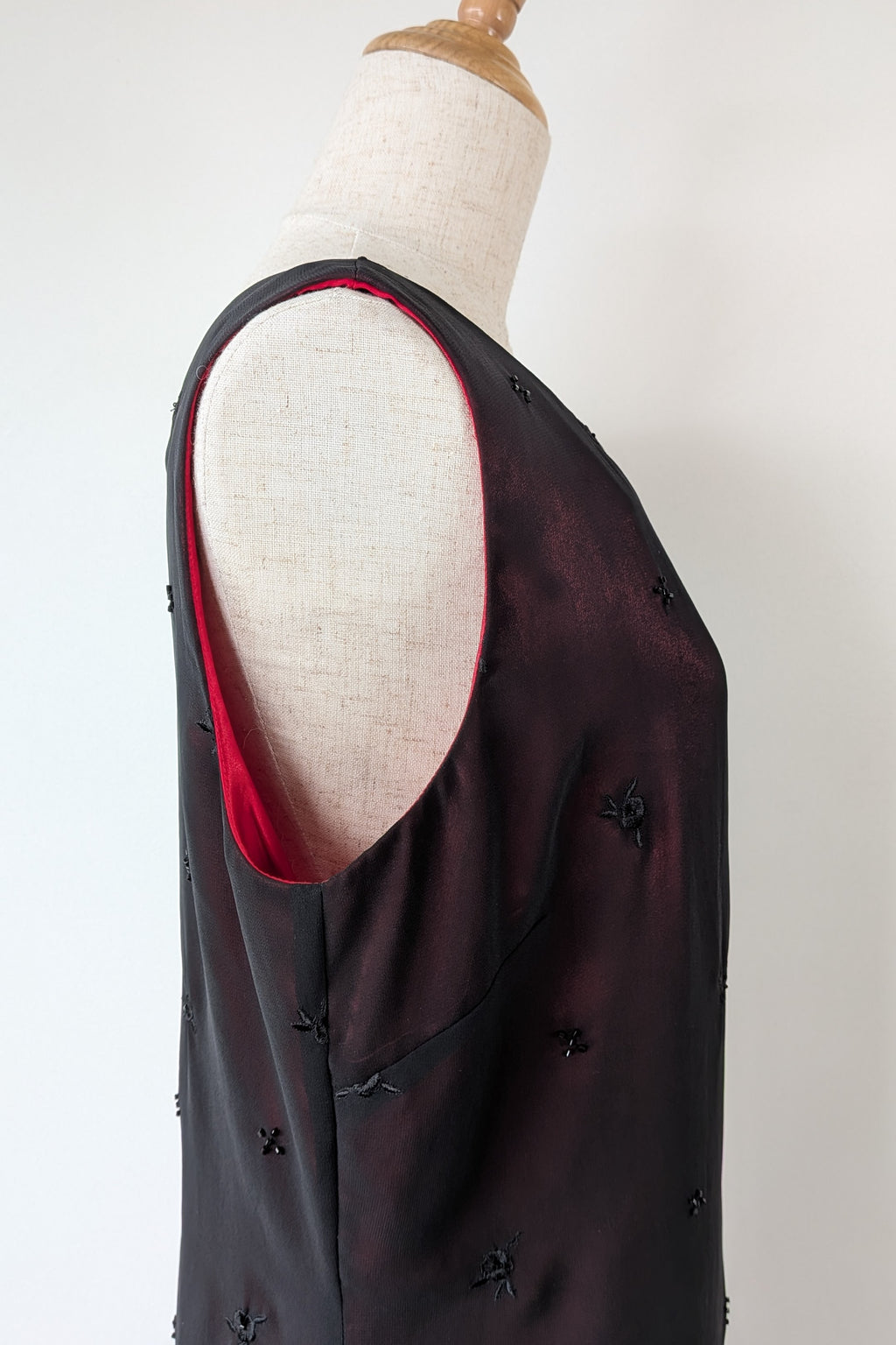 Vintage Y2K Suzanne Grae Red & Black Overlay Dress Size 12